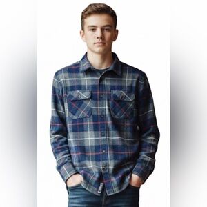 Jachs Plaid Flannel Shacket Button Up Top Shirt Fits Men Small